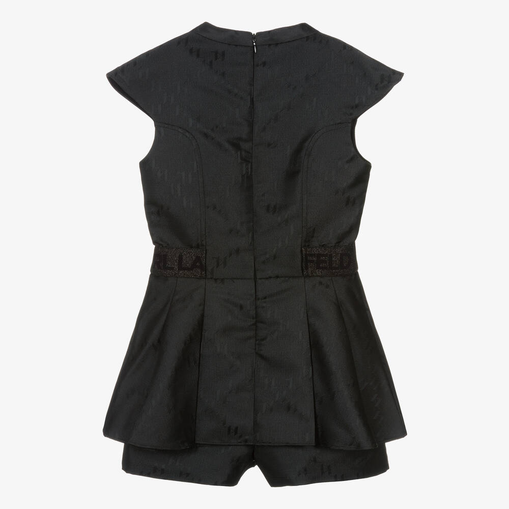 KARL LAGERFELD KIDS-Teen Girls Black Monogram Jacquard Playsuit | Childrensalon Outlet