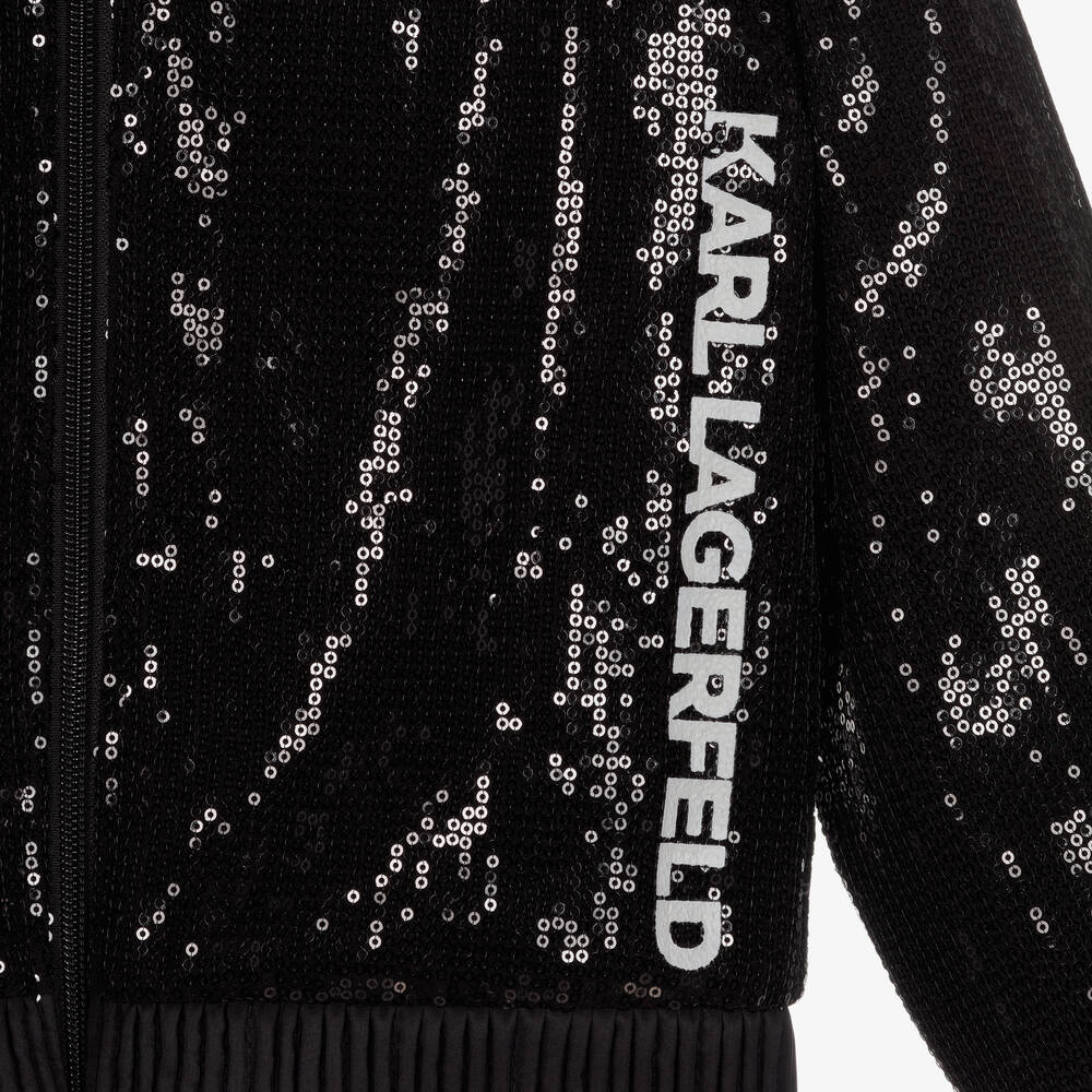 KARL LAGERFELD KIDS-Черная куртка Karl Ikonik с пайетками | Childrensalon Outlet