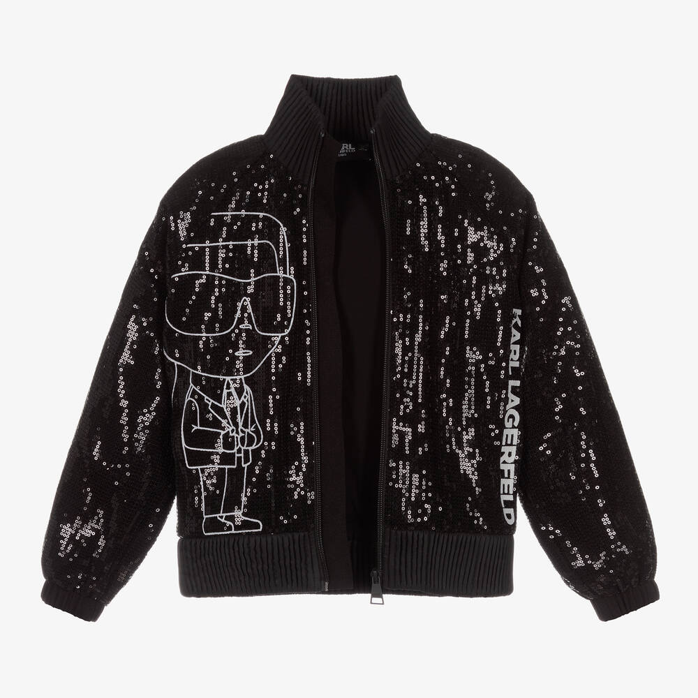 KARL LAGERFELD KIDS-Черная куртка Karl Ikonik с пайетками | Childrensalon Outlet