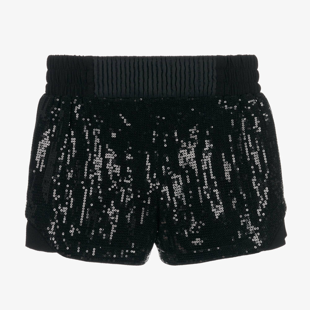 KARL LAGERFELD KIDS-Teen Girls Black Sequin Karl Ikonik Shorts | Childrensalon Outlet
