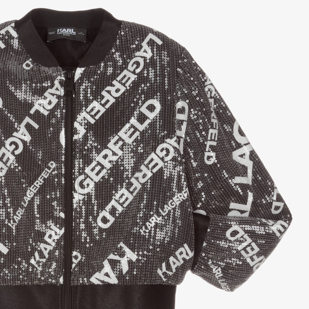 KARL LAGERFELD KIDS-Черная куртка с пайетками | Childrensalon Outlet