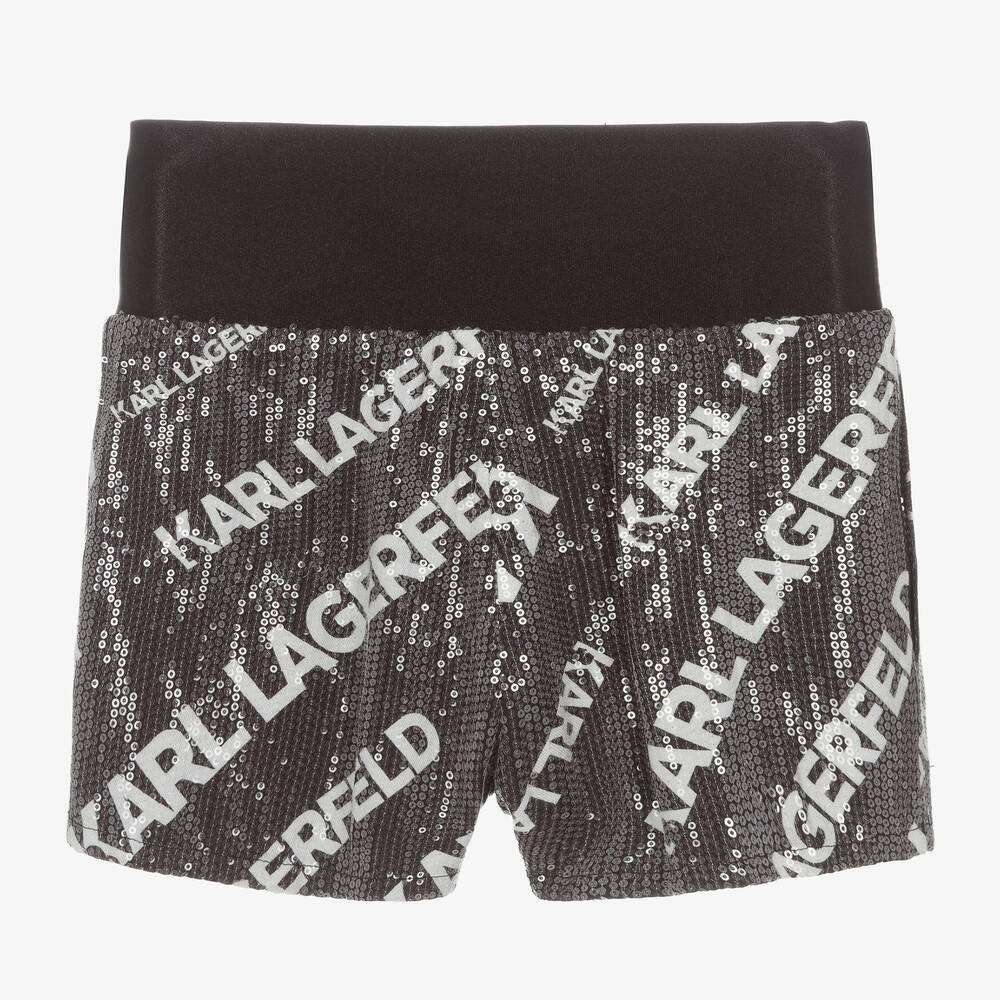 KARL LAGERFELD KIDS-Черные шорты с пайетками | Childrensalon Outlet