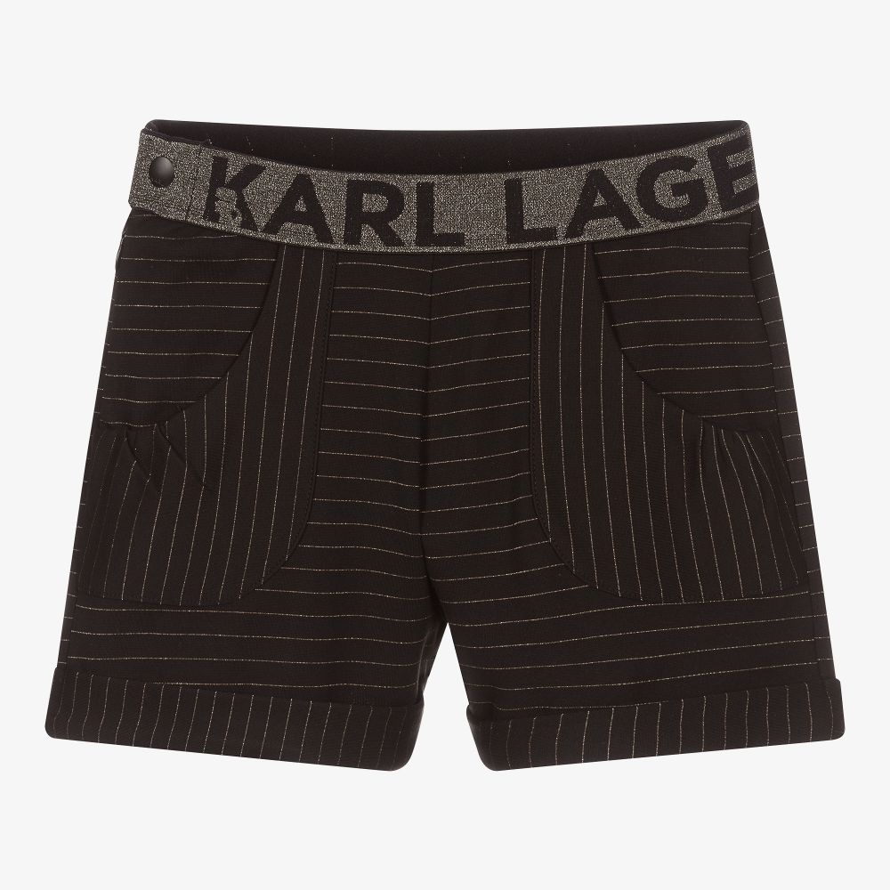 KARL LAGERFELD KIDS - Черные шорты в полоску для подростков | Childrensalon