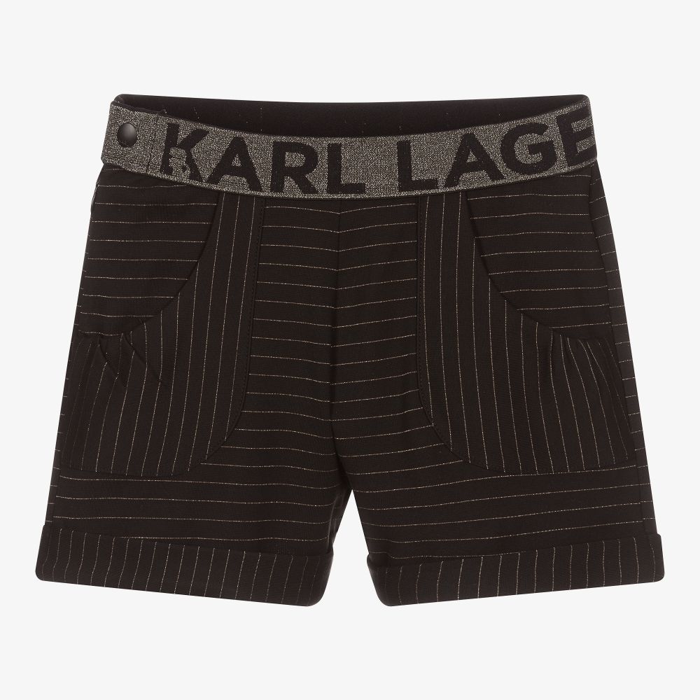 KARL LAGERFELD KIDS-Teen Girls Black Stripe Shorts | Childrensalon Outlet