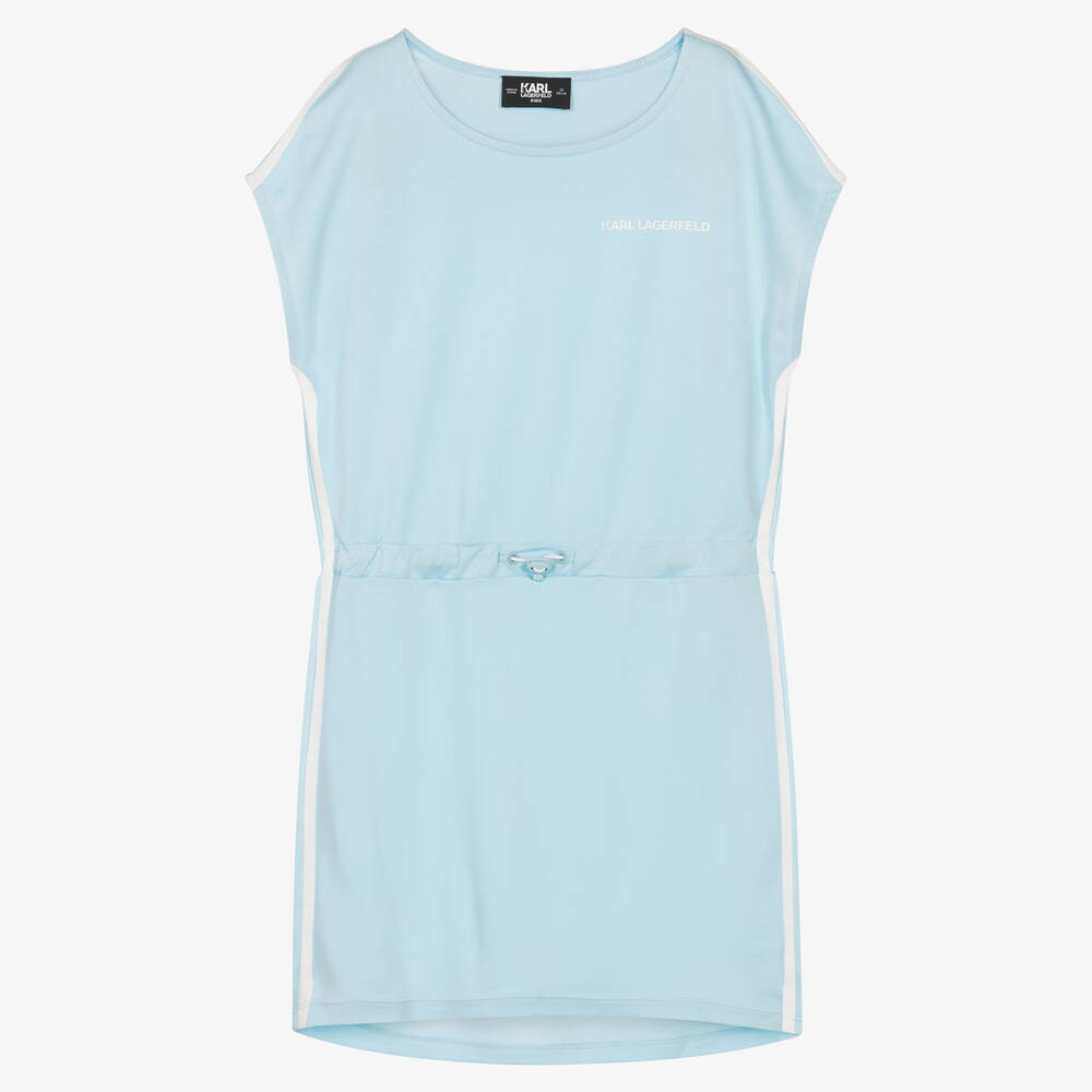 KARL LAGERFELD KIDS - Teen Girls Blue Jersey Logo Dress | Childrensalon