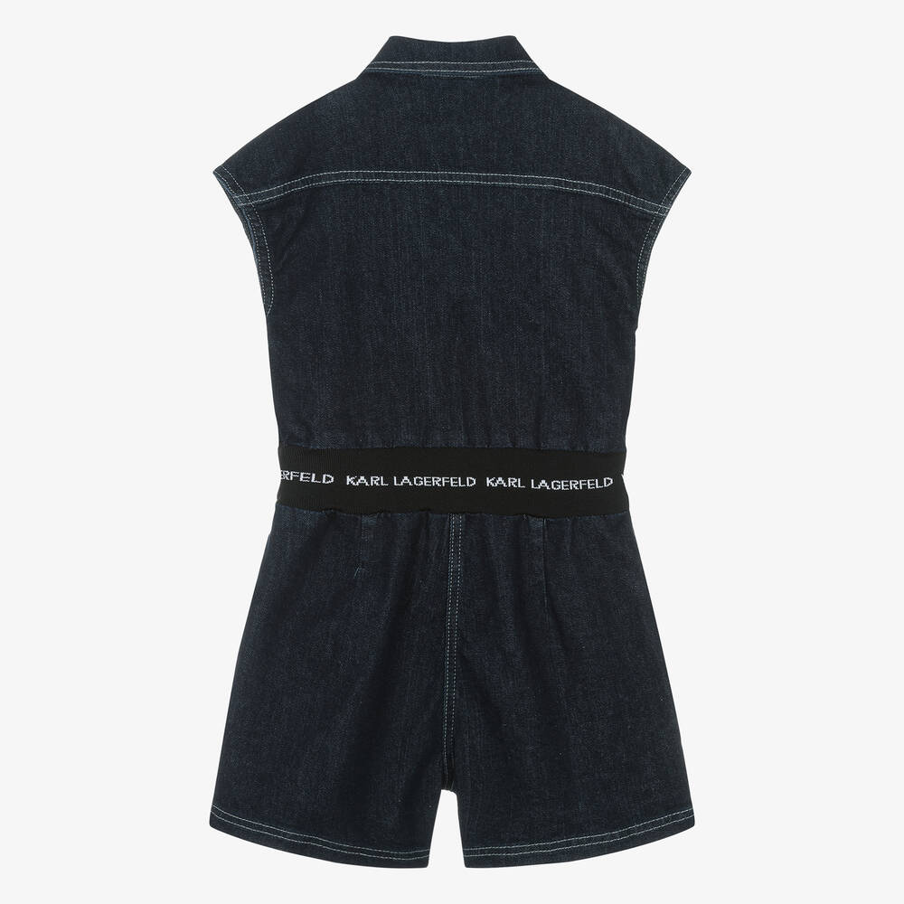 KARL LAGERFELD KIDS-Teen Girls Dark Blue Denim Playsuit | Childrensalon Outlet