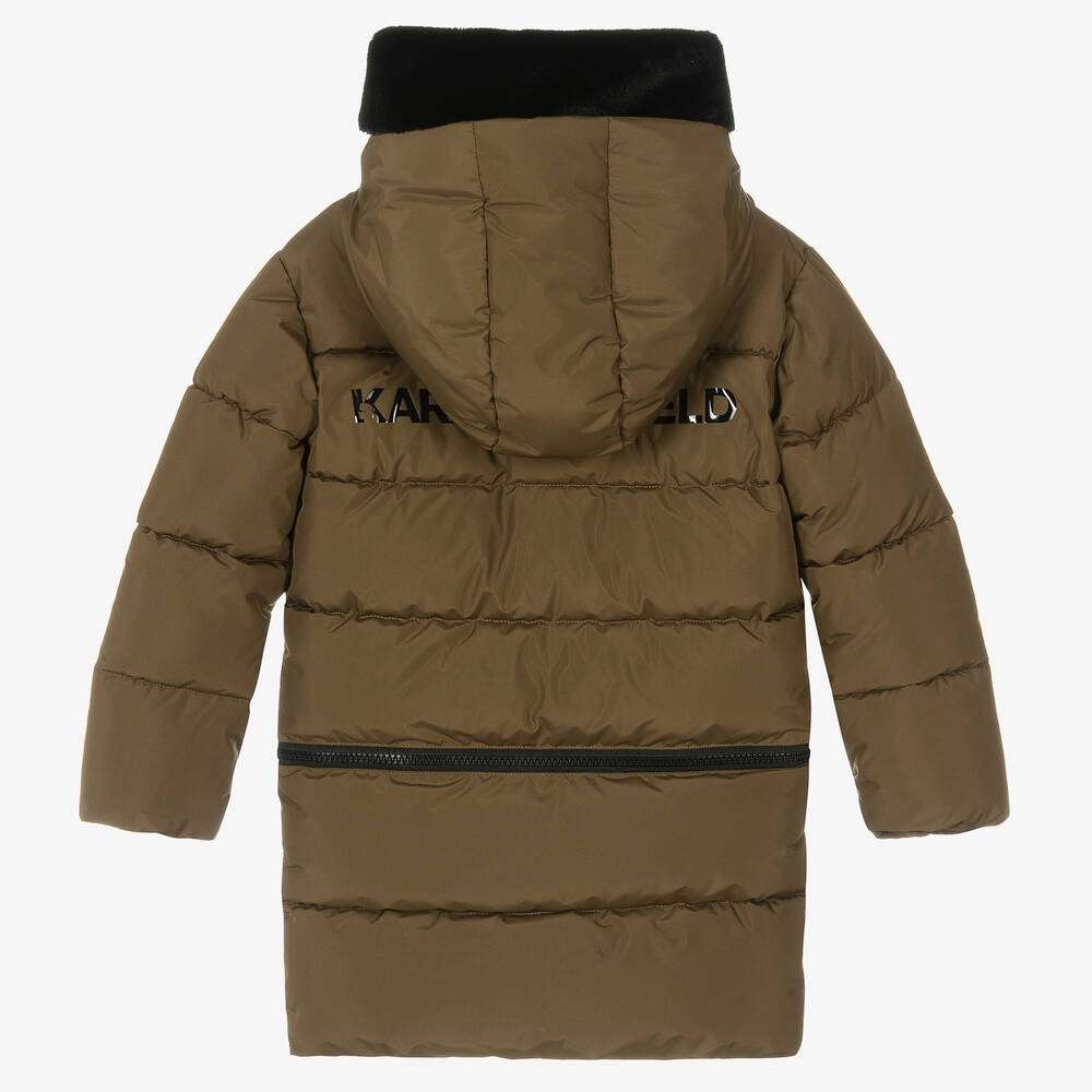 KARL LAGERFELD KIDS-Teen Girls Green 2-in-1 Puffer Coat | Childrensalon Outlet