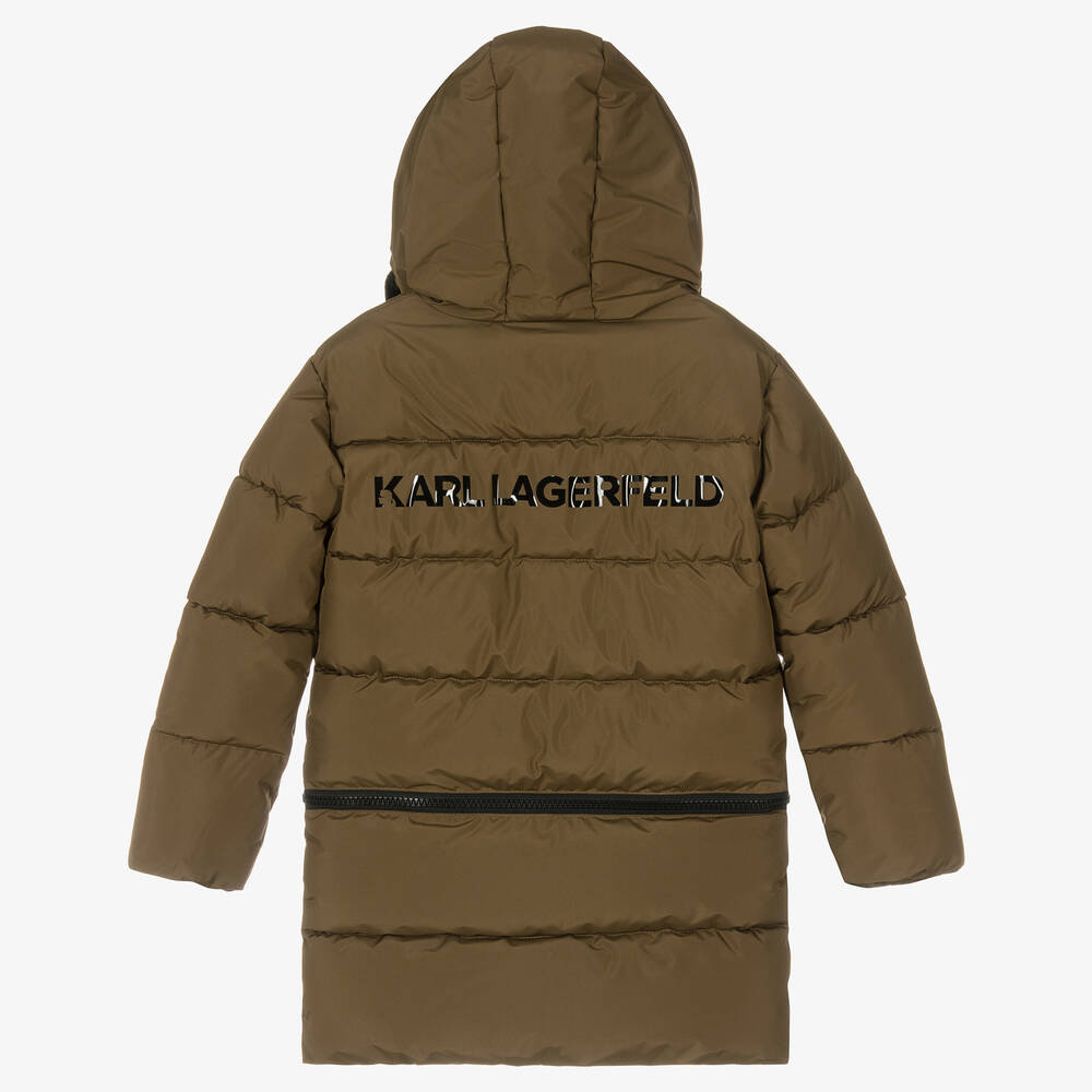 KARL LAGERFELD KIDS-Teen Girls Green 2-in-1 Puffer Coat | Childrensalon Outlet