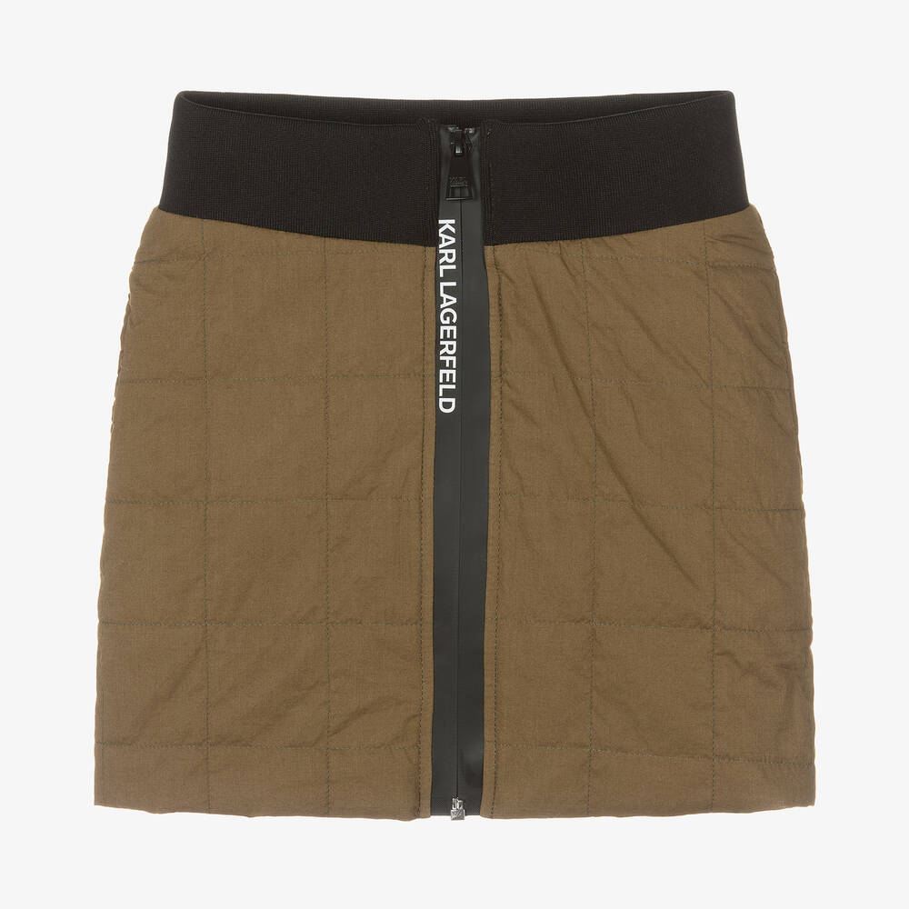 KARL LAGERFELD KIDS-Teen Girls Green Cotton Quilted Skirt | Childrensalon Outlet