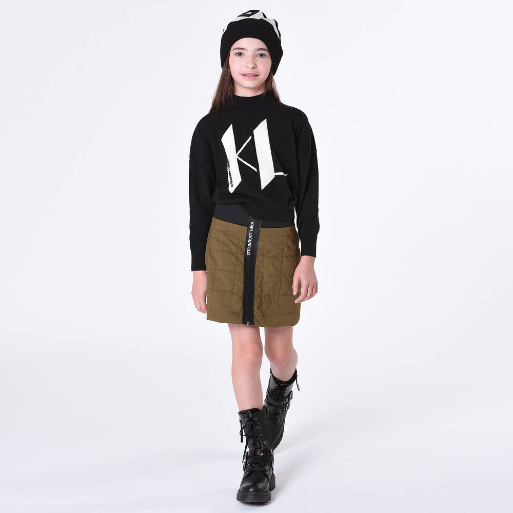 KARL LAGERFELD KIDS-Teen Girls Green Cotton Quilted Skirt | Childrensalon Outlet