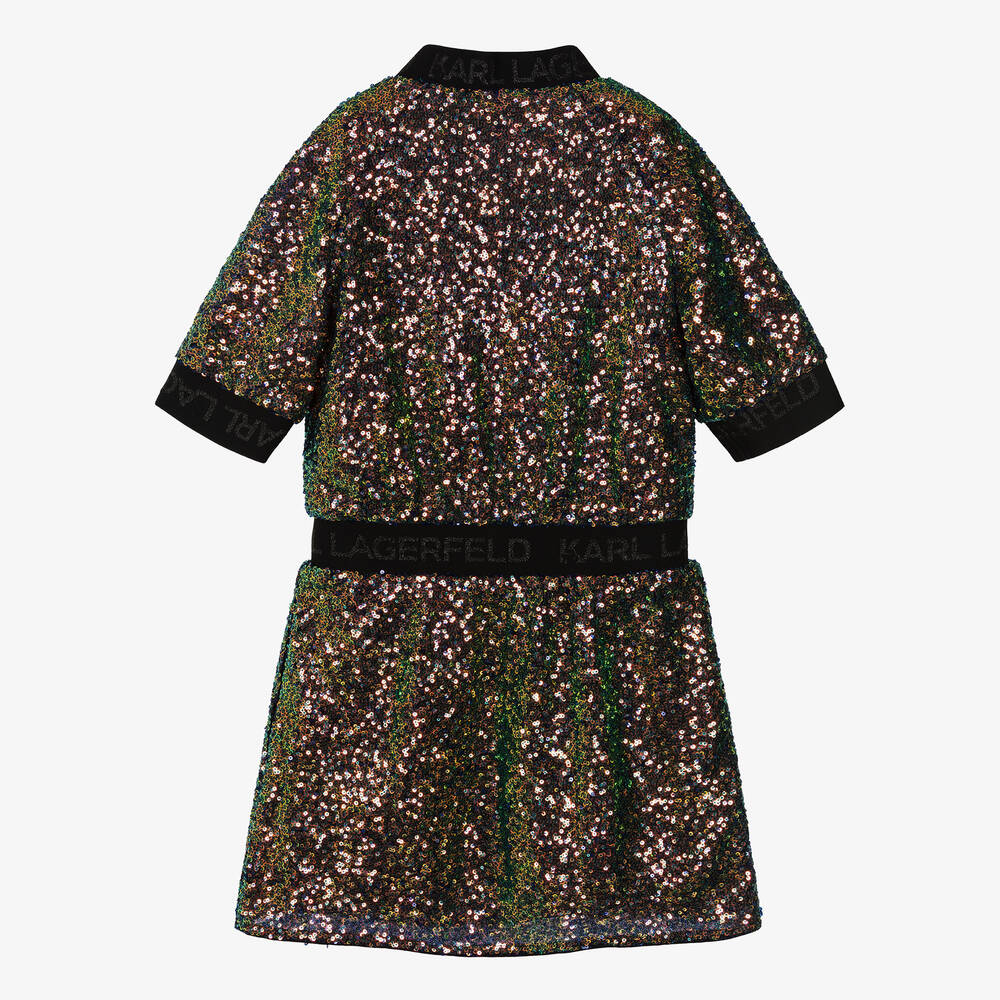 KARL LAGERFELD KIDS-Teen Girls Green Sequin Dress | Childrensalon Outlet