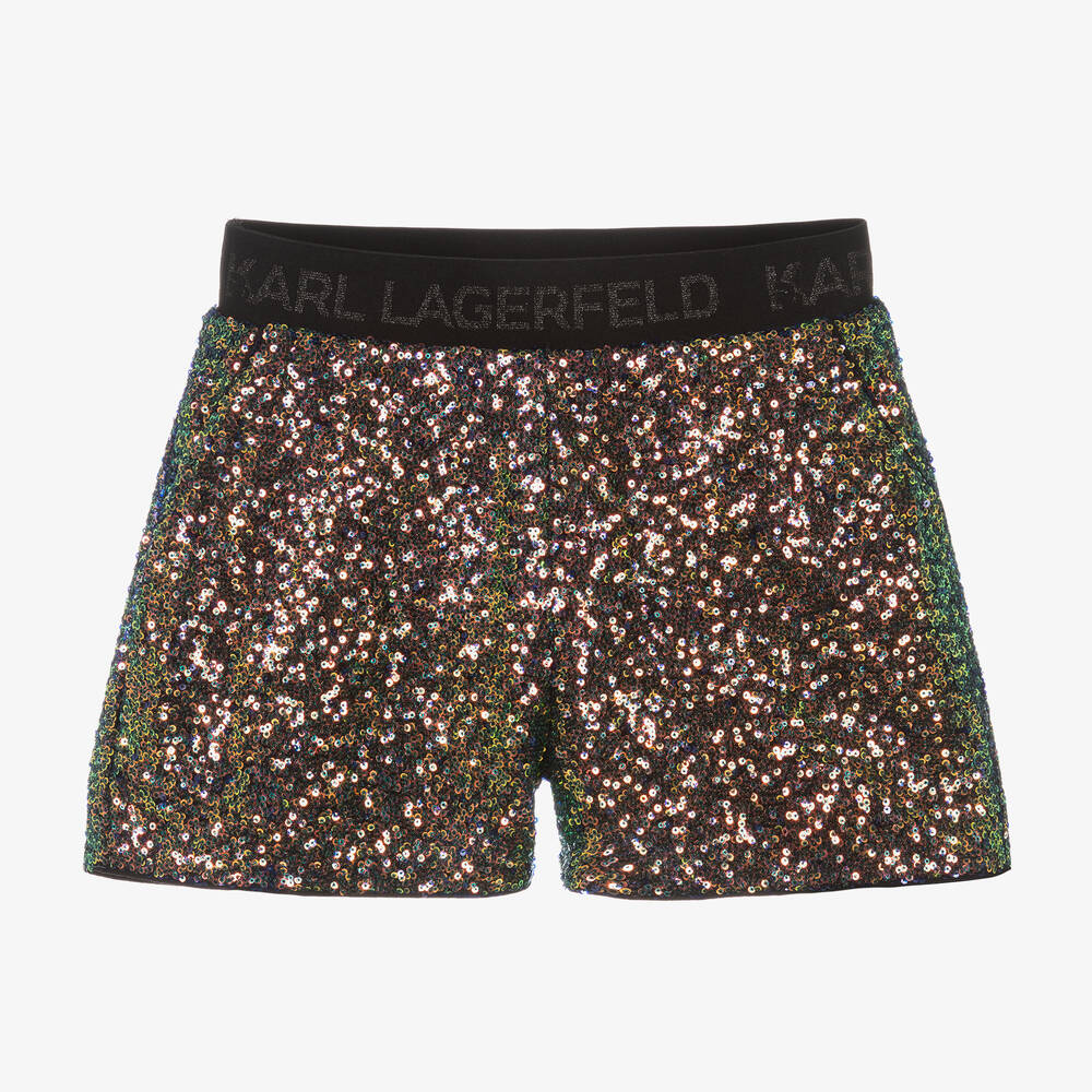 KARL LAGERFELD KIDS-Teen Girls Green Sequin Shorts | Childrensalon Outlet