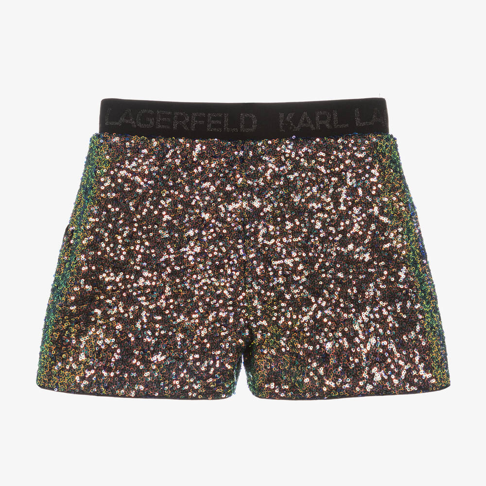 KARL LAGERFELD KIDS-Teen Girls Green Sequin Shorts | Childrensalon Outlet