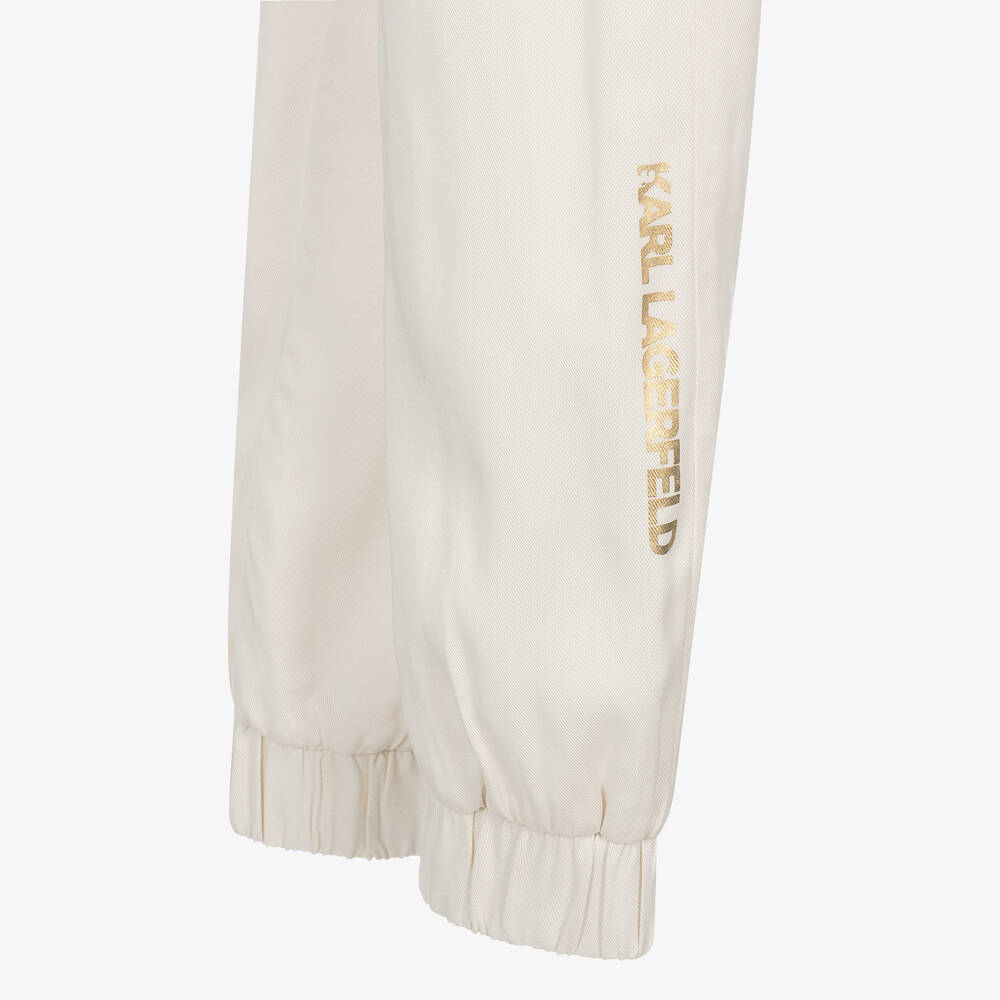KARL LAGERFELD KIDS-Teen Girls Ivory Lyocell Joggers | Childrensalon Outlet