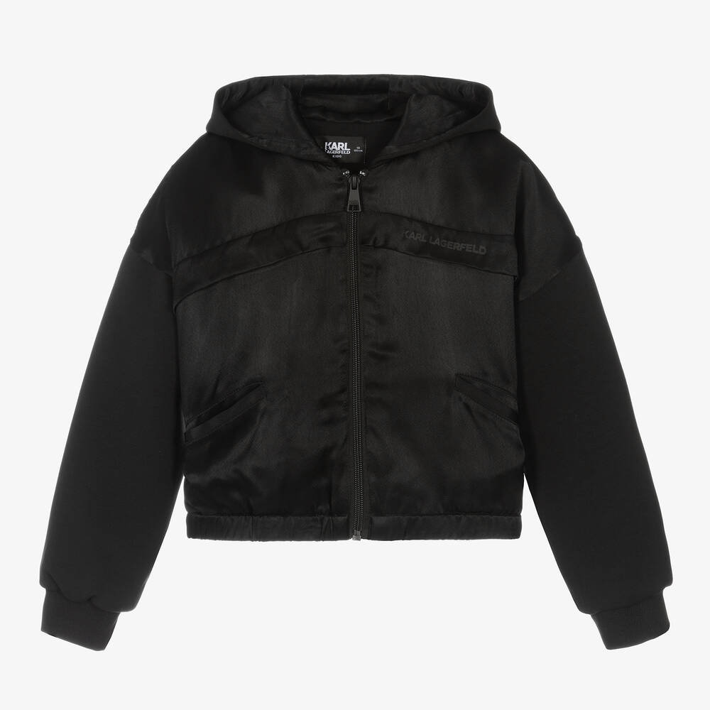 KARL LAGERFELD KIDS - Sweat à capuche zippé jersey satin | Childrensalon