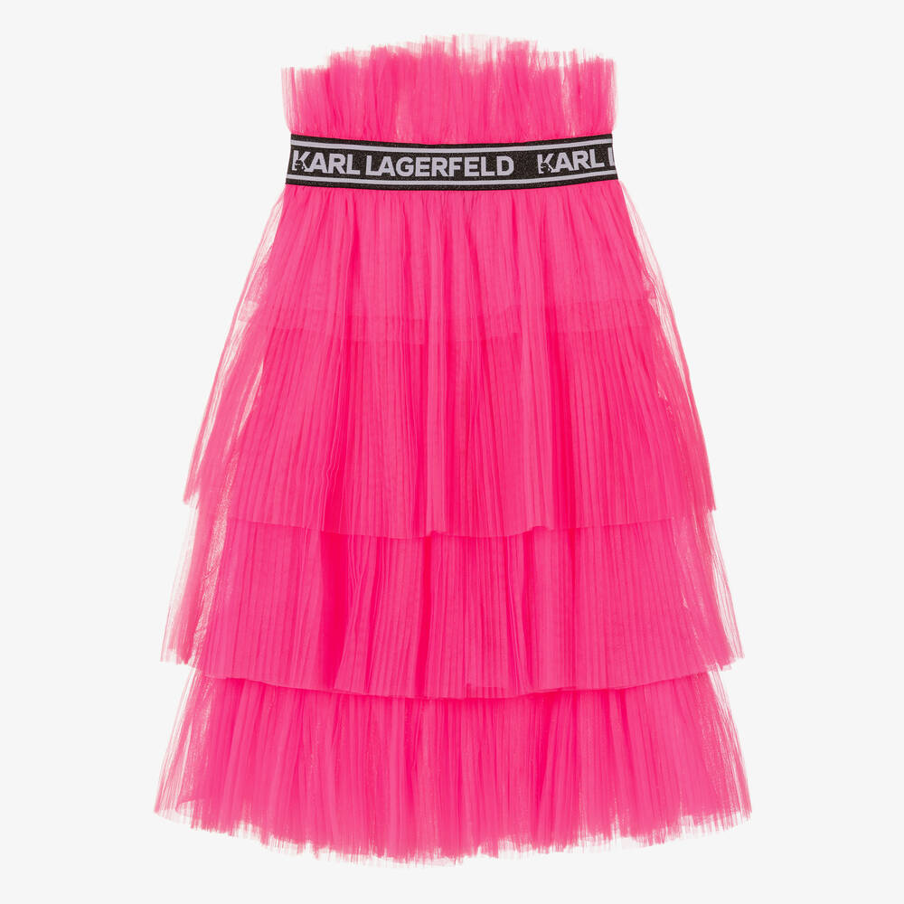 KARL LAGERFELD KIDS-Teen Girls Neon Pink Pleated Midi Skirt | Childrensalon Outlet