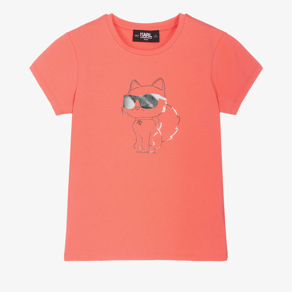 KARL LAGERFELD KIDS - T-shirt orange Choupette ado fille | Childrensalon