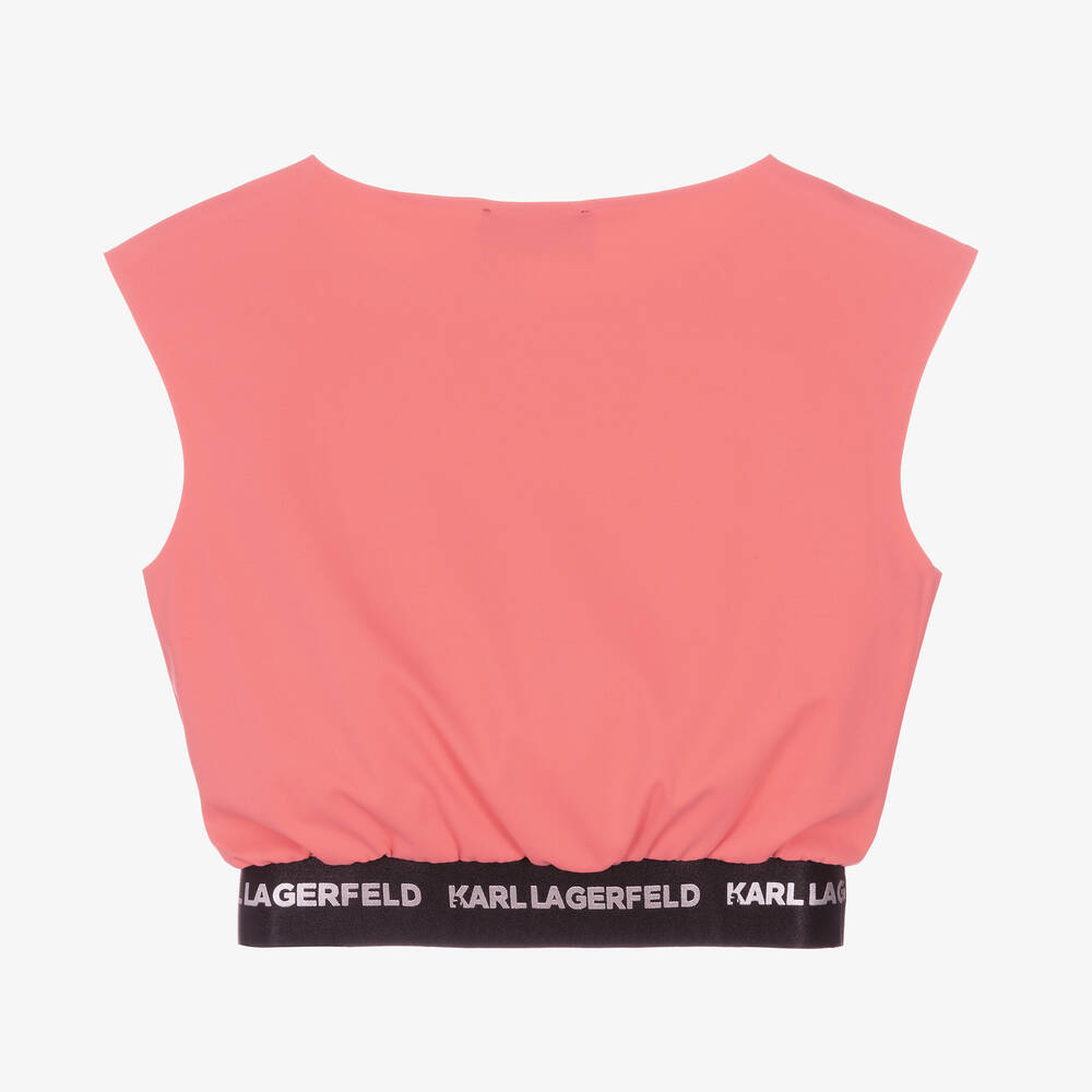 KARL LAGERFELD KIDS-Teen Girls Orange Jersey Sporty Top | Childrensalon Outlet