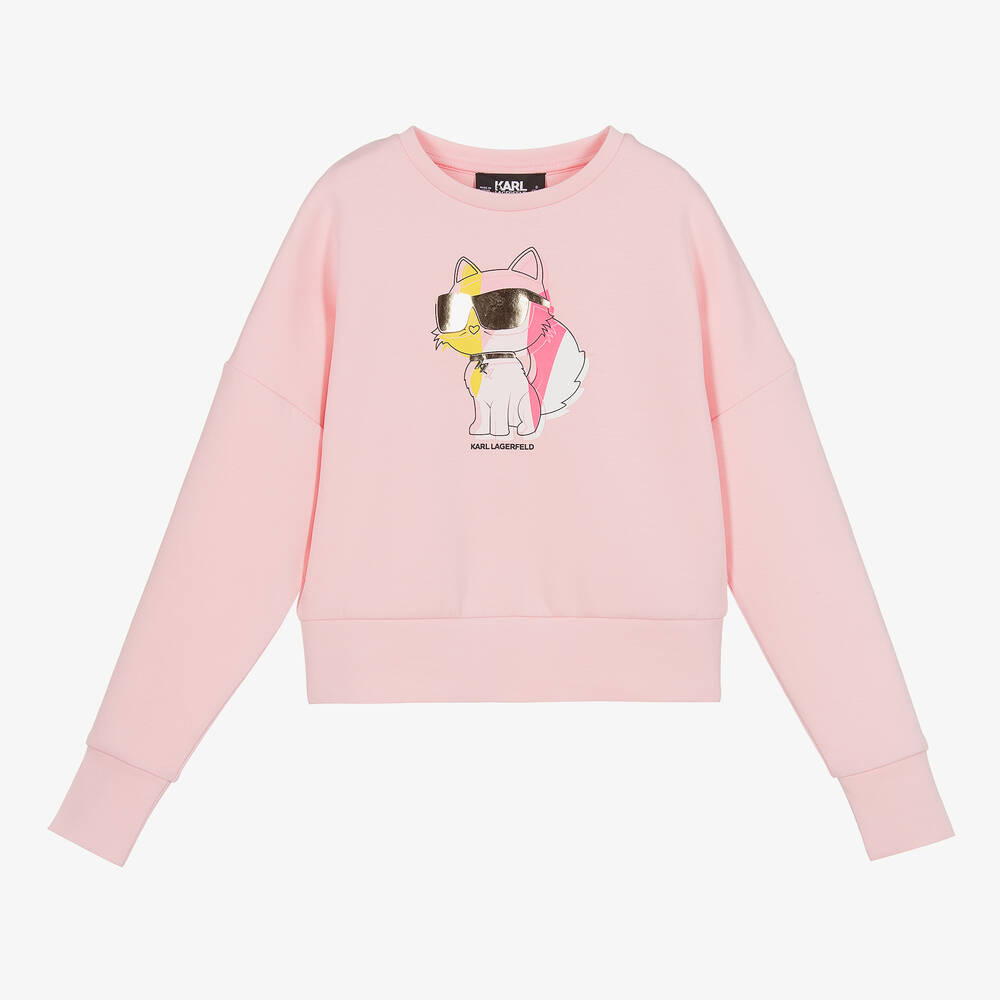 KARL LAGERFELD KIDS - Sweat-shirt rose en coton choupette | Childrensalon
