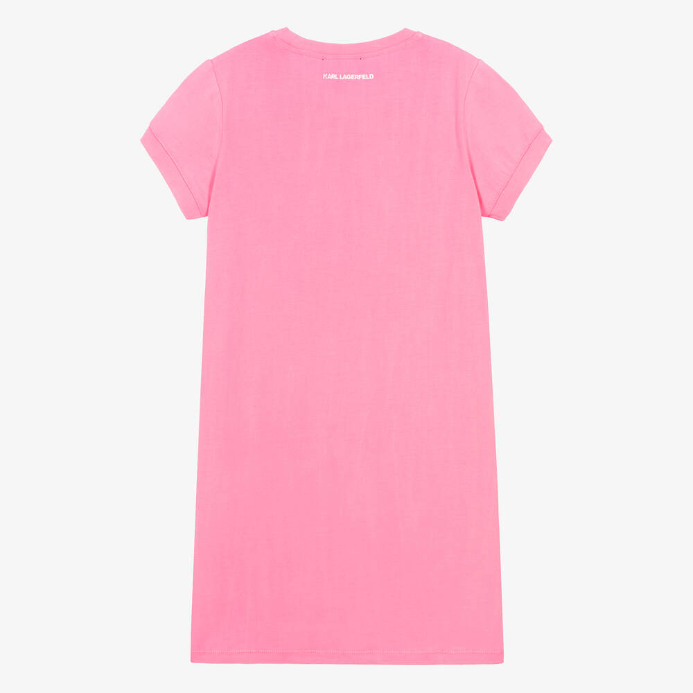 KARL LAGERFELD KIDS Teen Girls Pink Karl Ikonik Cotton Dress Childrensalon Outlet