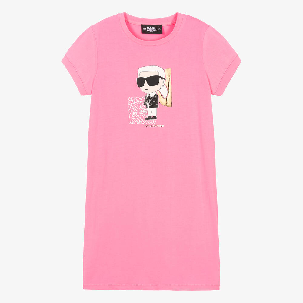 KARL LAGERFELD KIDS-Teen Girls Pink Karl Ikonik Cotton Dress | Childrensalon Outlet