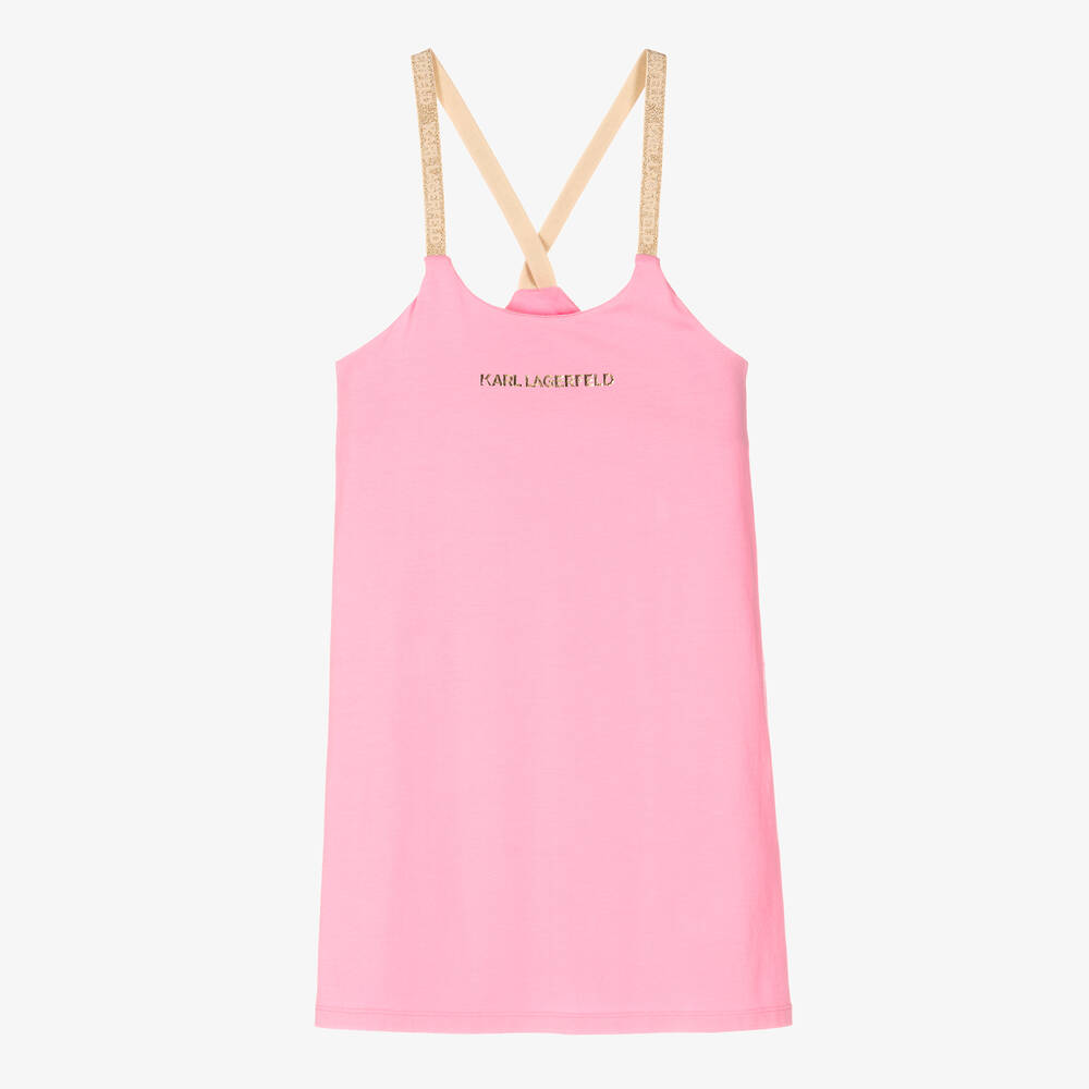 KARL LAGERFELD KIDS-Teen Girls Pink Logo Dress | Childrensalon Outlet