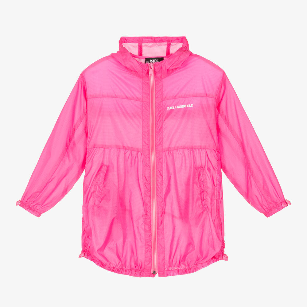 KARL LAGERFELD KIDS - Teen Girls Pink Logo Windbreaker Coat | Childrensalon