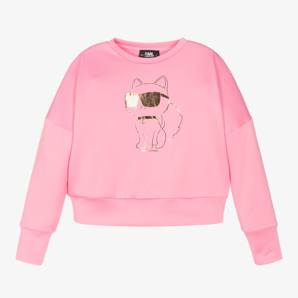 KARL LAGERFELD KIDS - Teen Girls Pink New Ikonik Choupette Sweatshirt | Childrensalon