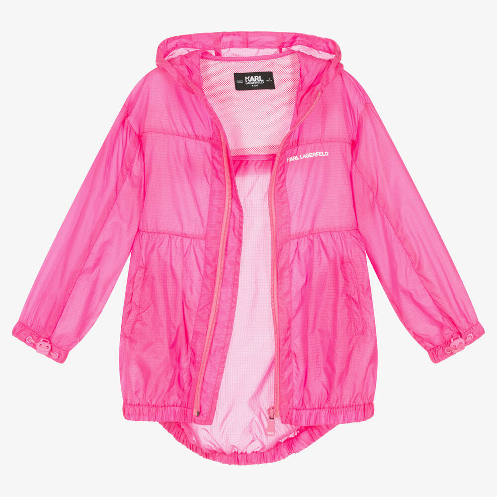 KARL LAGERFELD KIDS-Teen Girls Pink Windcheater Raincoat | Childrensalon Outlet