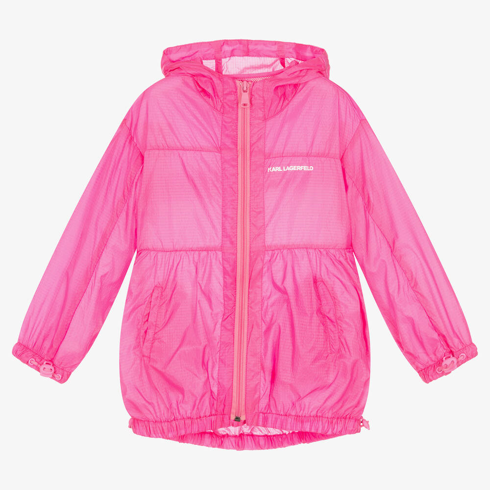 KARL LAGERFELD KIDS - Teen Girls Pink Windcheater Raincoat | Childrensalon