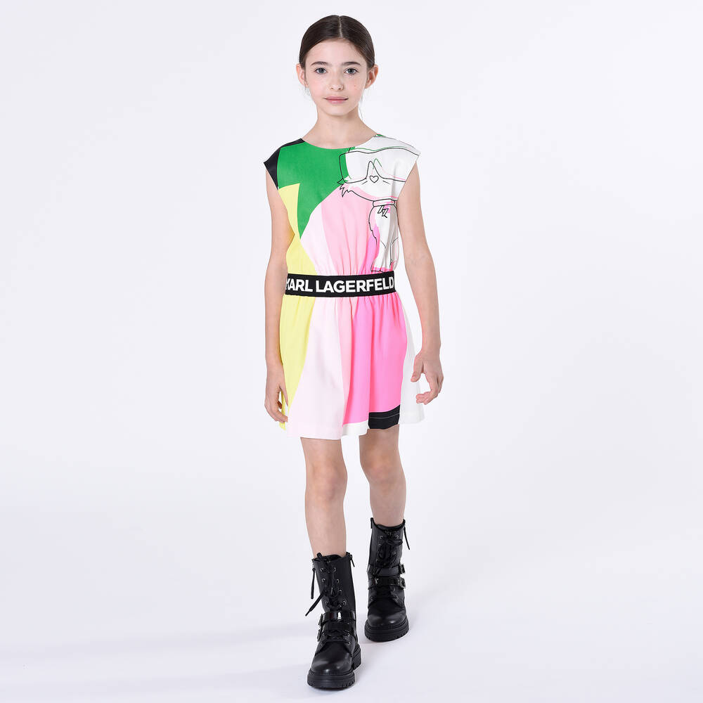 KARL LAGERFELD KIDS Robe rose et jaune ado fille Childrensalon Outlet