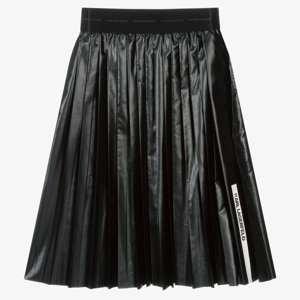 KARL LAGERFELD KIDS - Teen Girls Pleated Black Logo Skirt | Childrensalon