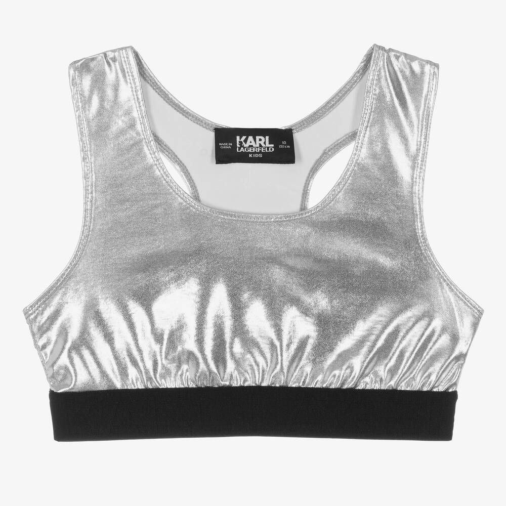 KARL LAGERFELD KIDS - Teen Girls Silver Crop Top | Childrensalon