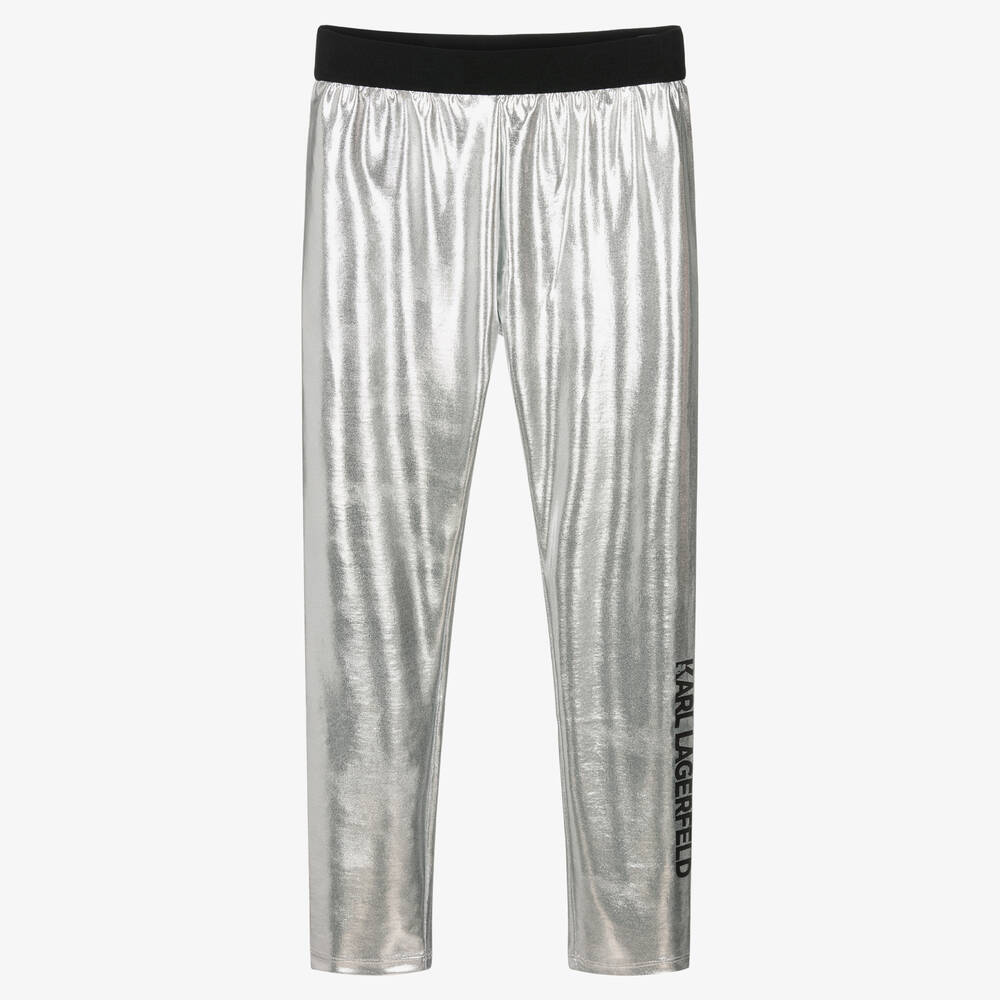 Teen Girls Silver Logo Leggings
