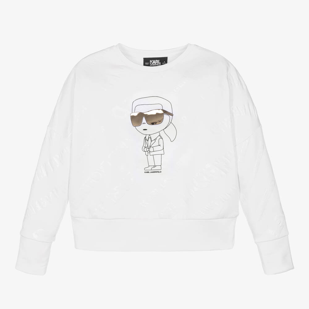 KARL LAGERFELD KIDS - Teen Girls White Ikonik Karl Sweatshirt | Childrensalon