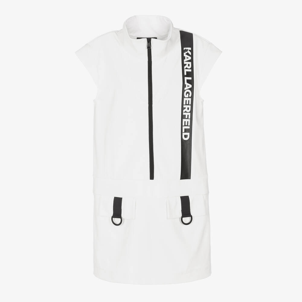 KARL LAGERFELD KIDS - Robe courte blanche ado fille | Childrensalon