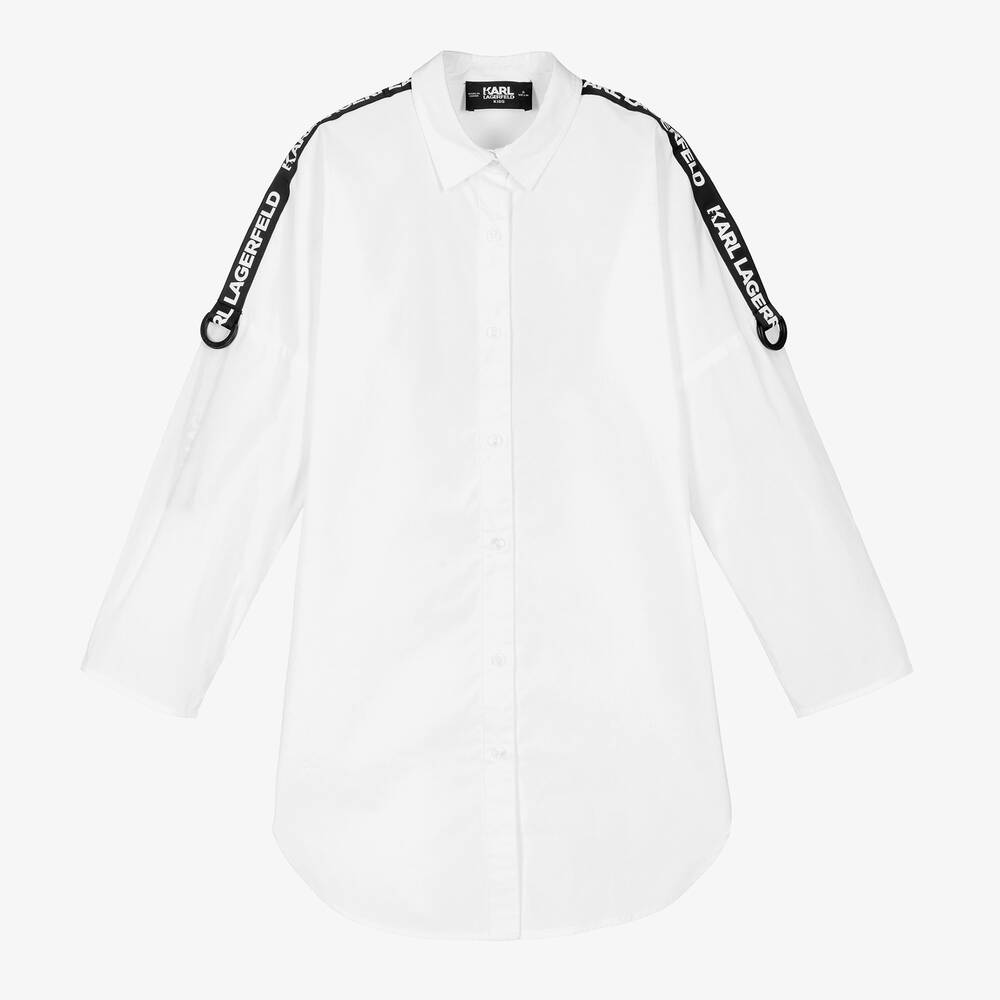 KARL LAGERFELD KIDS Teen Girls White Logo Shirt Dress