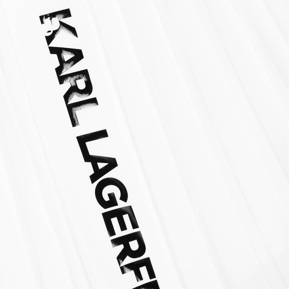 KARL LAGERFELD KIDS-Teen Girls White Pleated Logo Dress | Childrensalon Outlet