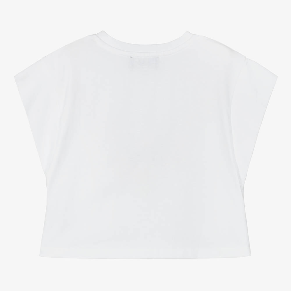 KARL LAGERFELD KIDS Teen Girls White Rhinestone Choupette T Shirt