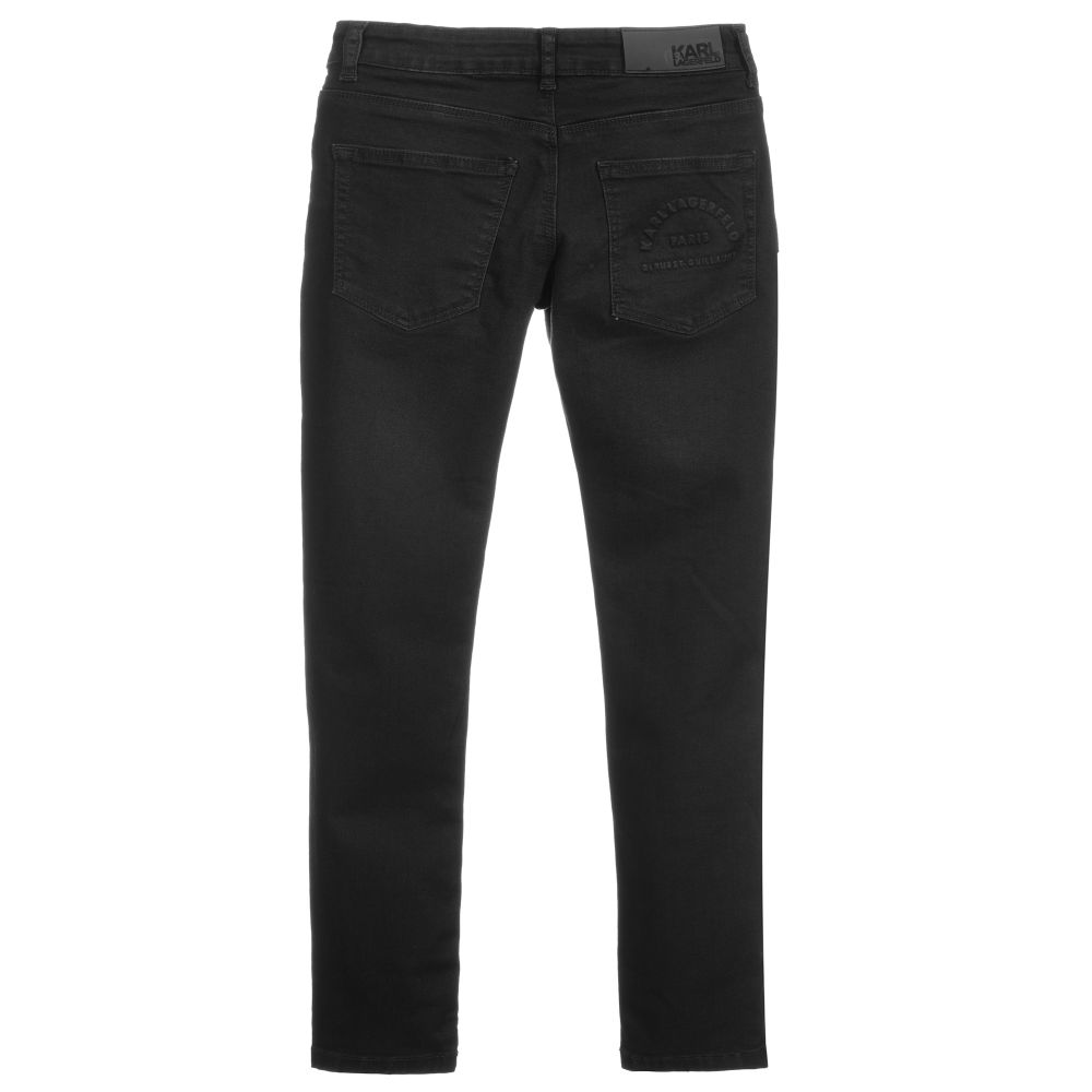 KARL LAGERFELD KIDS-Teen Grey Logo Jeans | Childrensalon Outlet