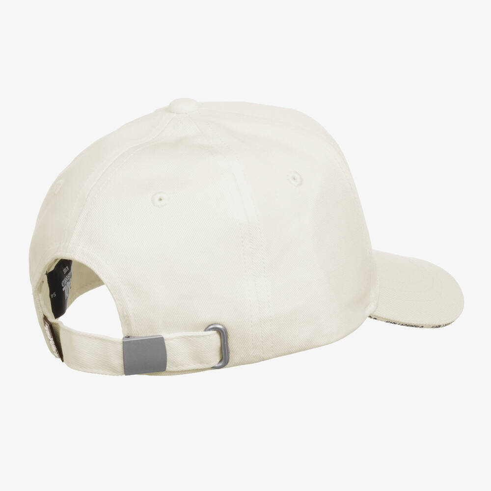 KARL LAGERFELD KIDS-Teen Ivory Cotton Patch Cap | Childrensalon Outlet