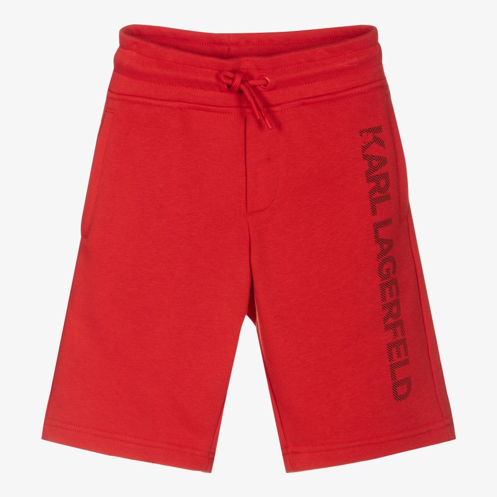 KARL LAGERFELD KIDS - Teen Red Cotton Logo Shorts | Childrensalon