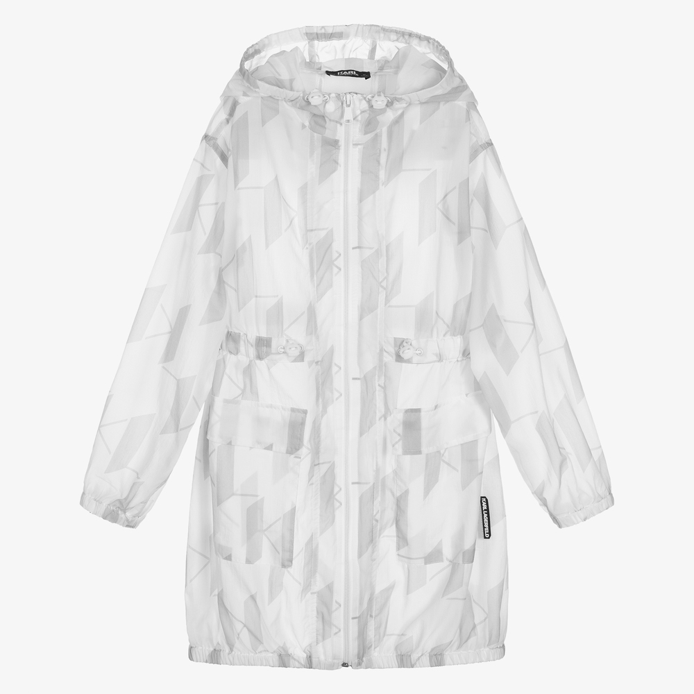 KARL LAGERFELD KIDS - Teen White Hooded Coat | Childrensalon