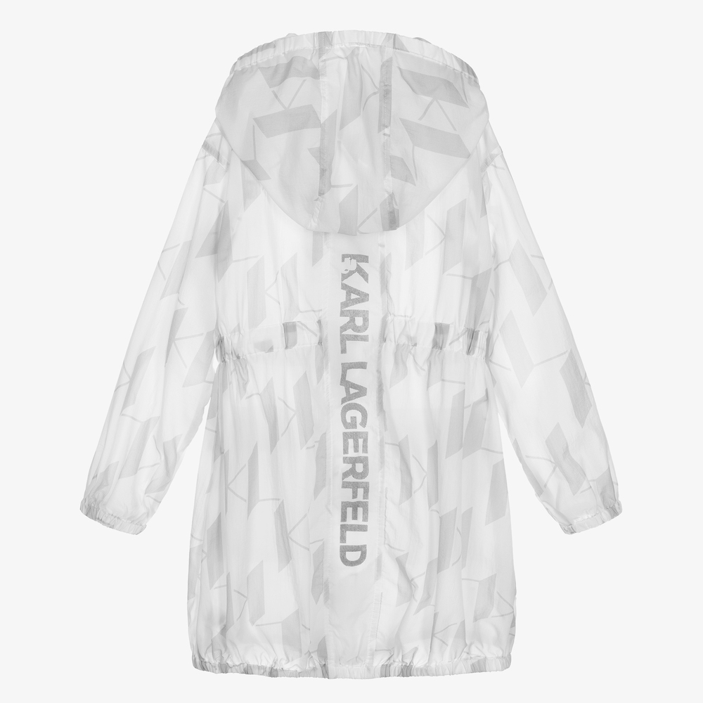KARL LAGERFELD KIDS-Teen White Hooded Coat | Childrensalon Outlet