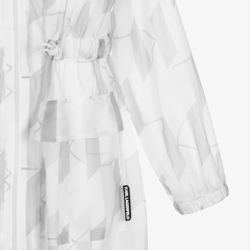 KARL LAGERFELD KIDS-Teen White Hooded Coat | Childrensalon Outlet