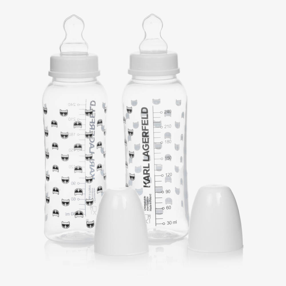 KARL LAGERFELD KIDS-White Baby Bottles (2 Pack) | Childrensalon Outlet