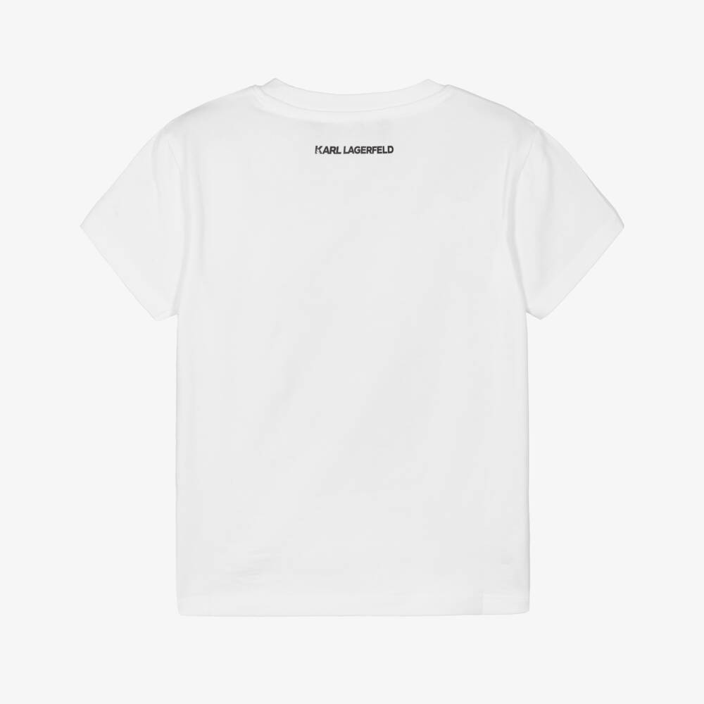 KARL LAGERFELD KIDS-White Illustration Ss T-shirt | Childrensalon Outlet