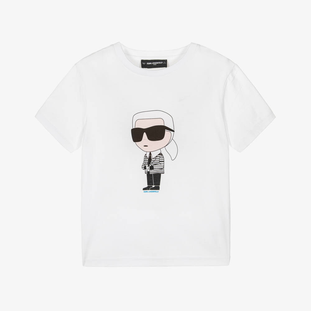 KARL LAGERFELD KIDS-White Karl Ikonik SS T-Shirt | Childrensalon Outlet