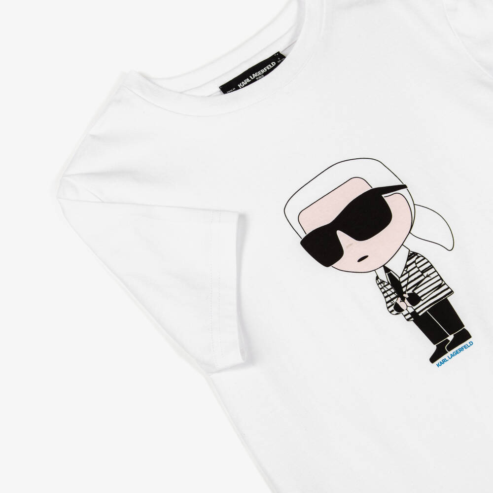 KARL LAGERFELD KIDS-White Karl Ikonik SS T-Shirt | Childrensalon Outlet