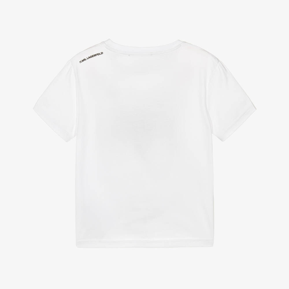 KARL LAGERFELD KIDS-White Karl Ikonik SS T-Shirt | Childrensalon Outlet